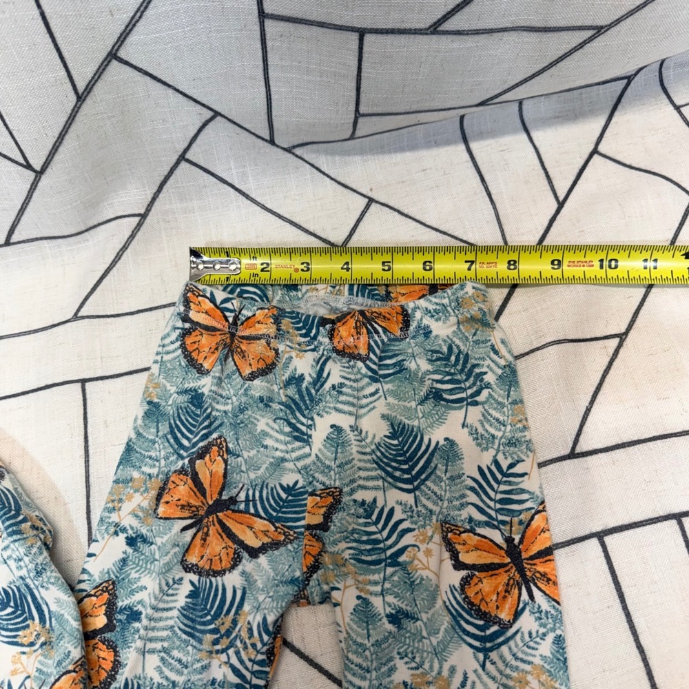 Burts Bees Baby Pajamas 2T Organic Cotton Butterfly Fern 2pc Set Teal Orange - Picture 7 of 11